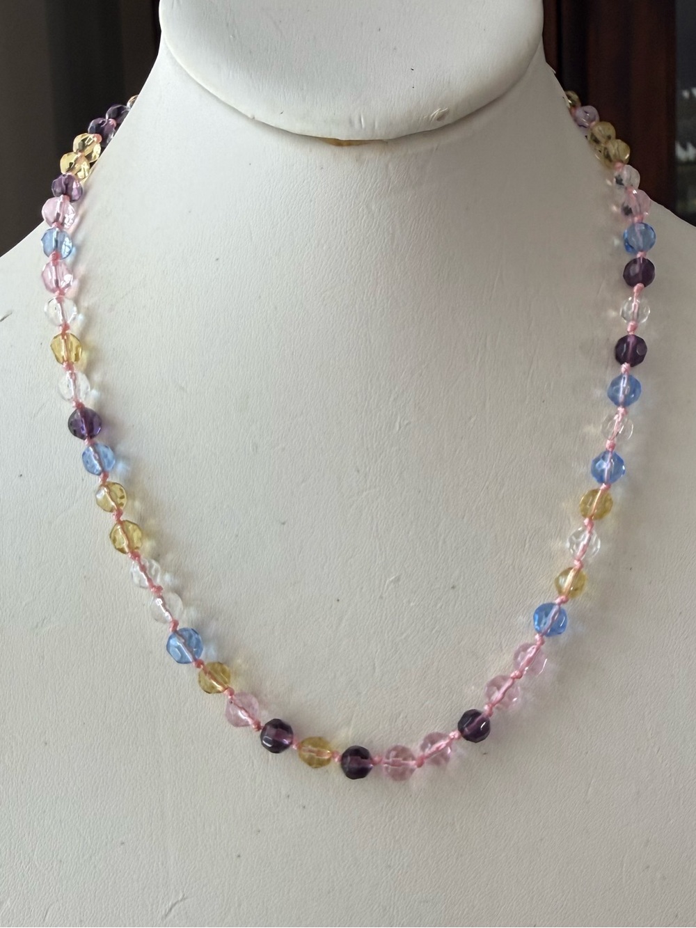 Multicolor Faceted Glass 6.5mm Bead Necklace